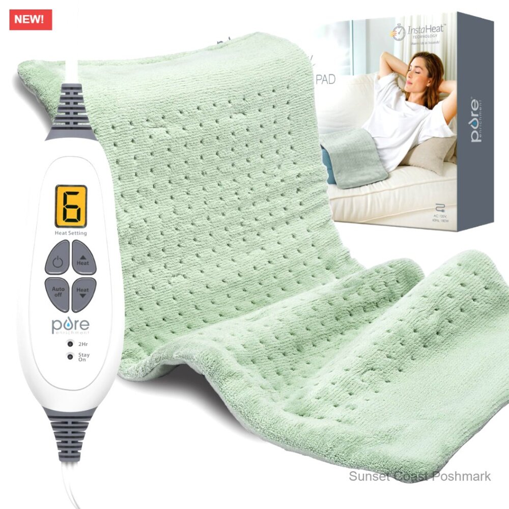 Electric Heating Pad for Back Pain & Cramps, 12x24, 6 Heat Settings